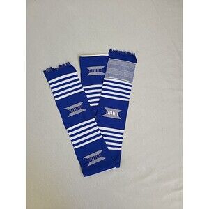 Authentic African Kente, Ghana Blue, White  HAND WOVEN Pillars .